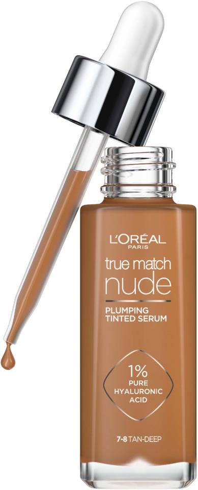 L'Oréal Paris True Match Nude Plumping Tinted Serum Foundation 7-8 Tan-Deep 30 ml