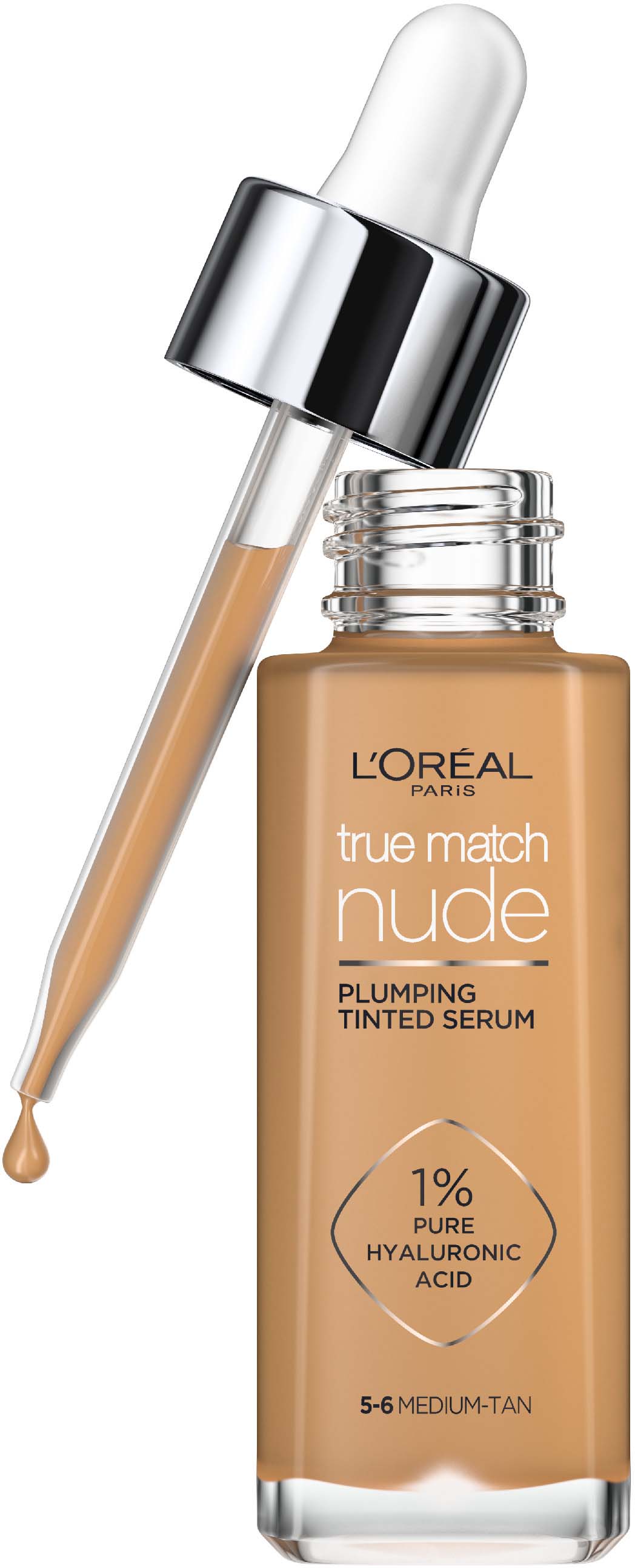 Loreal Paris True Match Nude Plumping Tinted Serum Foundation, 1%  Hyaluronic Acid 0,5-2 Very Light | lyko.com