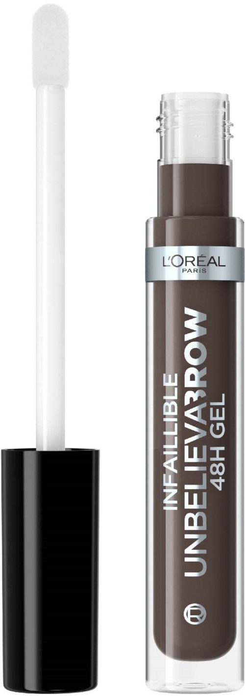 Brązowa szminka w tubce z białym i czarnym aplikatorem. Oznakowana "L'Oreal Infallible Under Eye Glow."