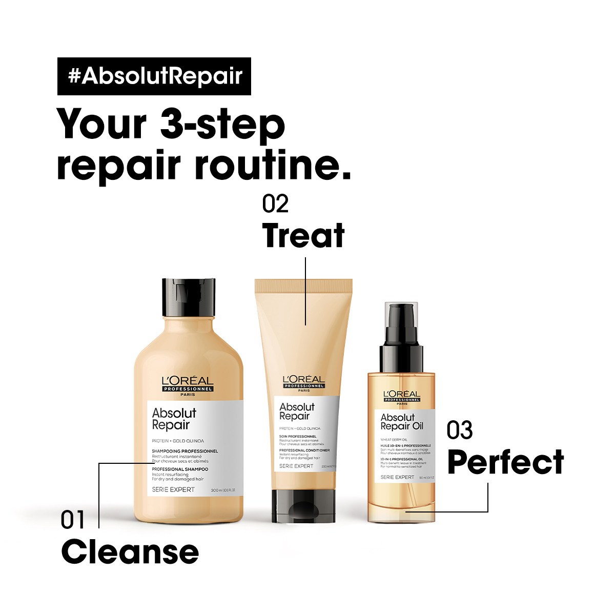 Alternativ bild 1 för Loreal Absolut Repair  Protein + Gold Quinoa Conditioner 200 ml