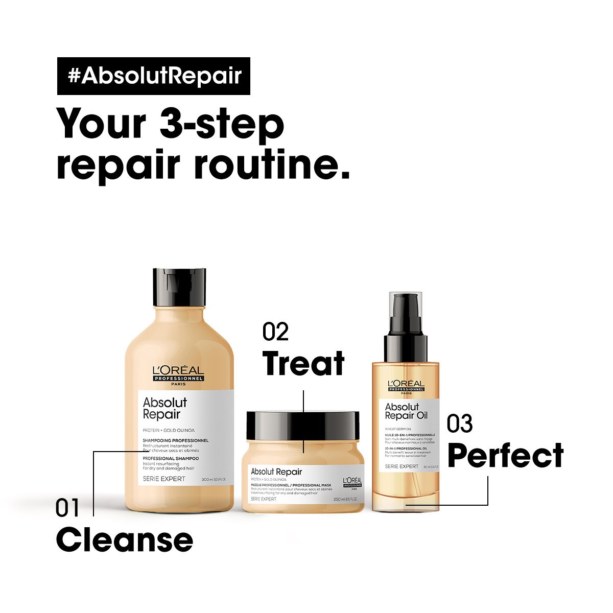 Alternativ bild 1 för Loreal Absolut Repair  Protein + Gold Quinoa Mask 250 ml