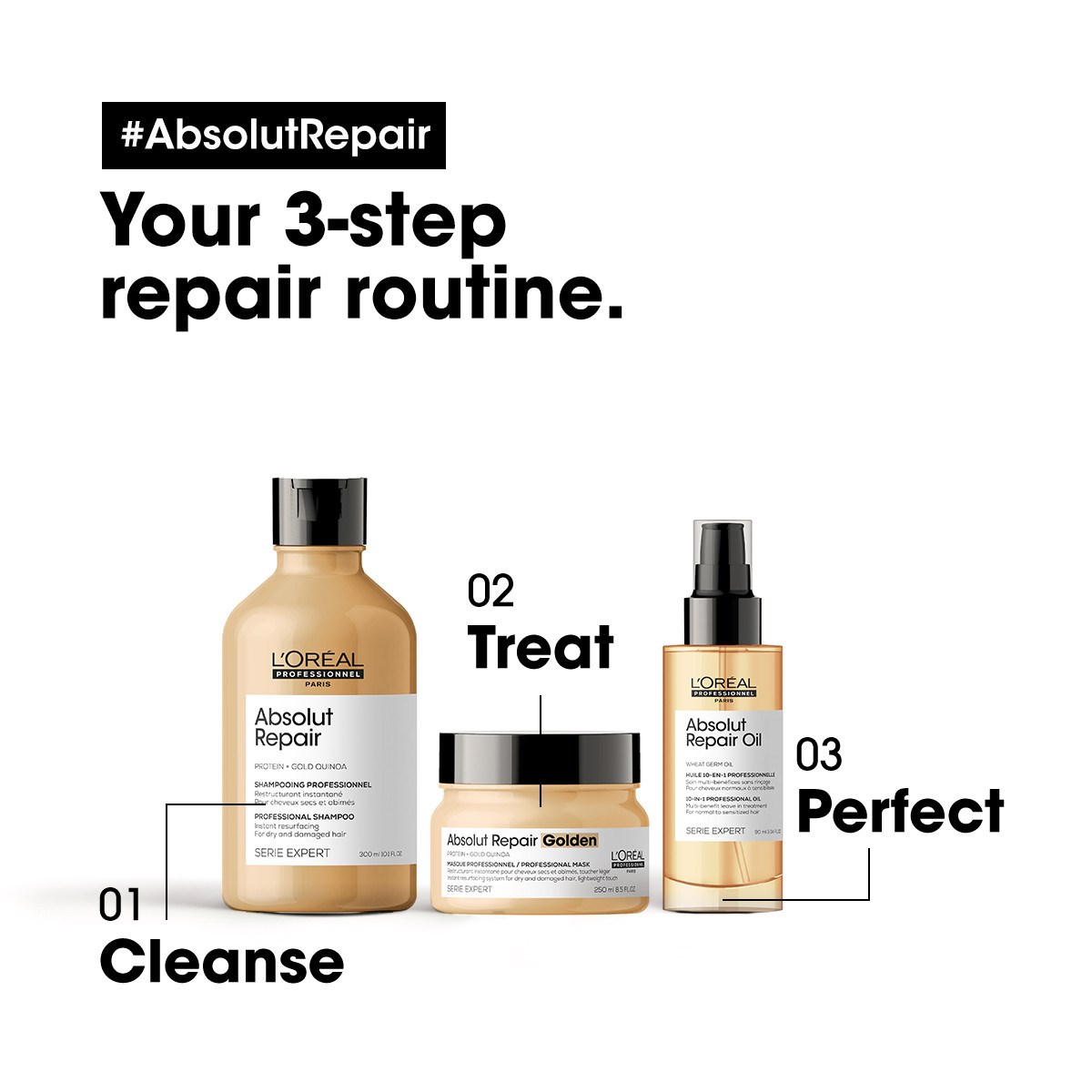 Alternativ bild 1 för Loreal Absolut Repair  Protein + Gold Quinoa Mask 250 ml