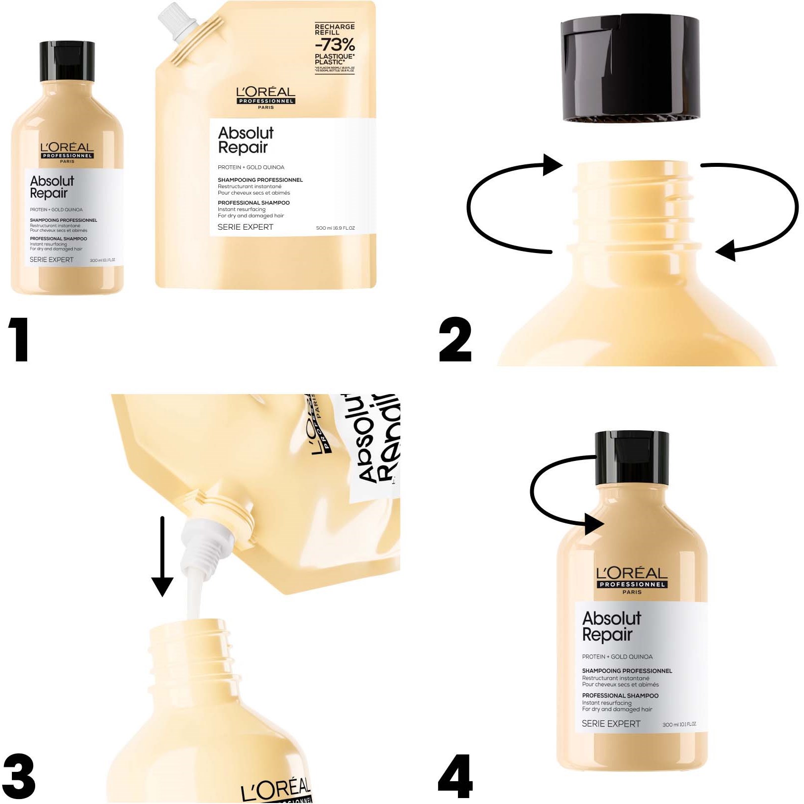 L'Oréal Professionnel Absolut Repair Absolut Repair Gold Shampoo Refil (obrázok 5)