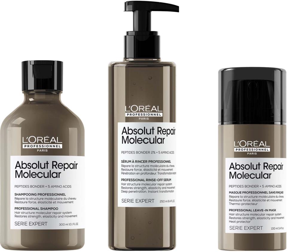 L'Oréal Professionnel Absolut repair molecular shampoo, rinse-out serum and Leave-in