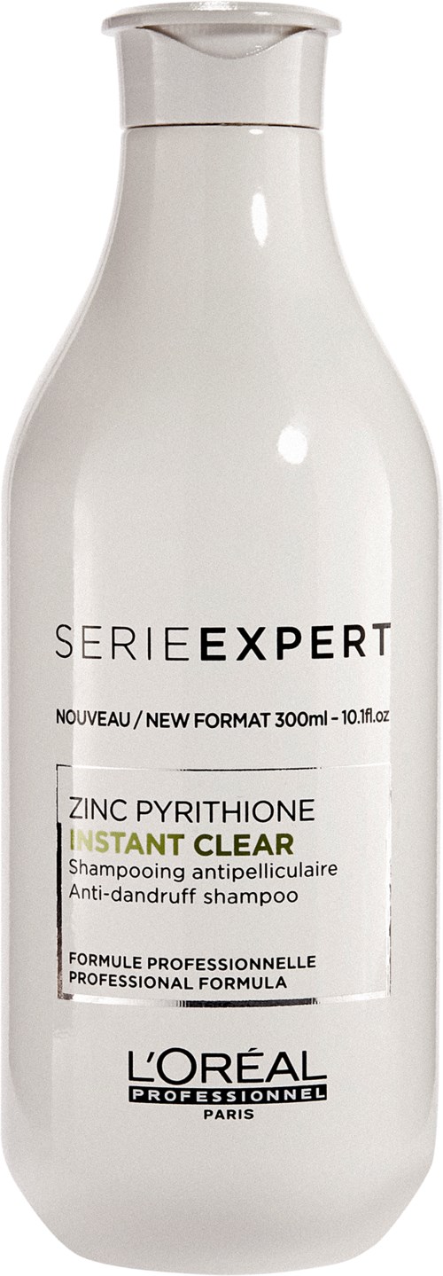 Valkoinen shampoopullo, jossa musta ja vihreä teksti sinkki pyrithione -lääkeäideille.