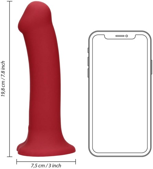 Loveline Non-Phallic Vibrating Dildo - Large - Raspberry Red