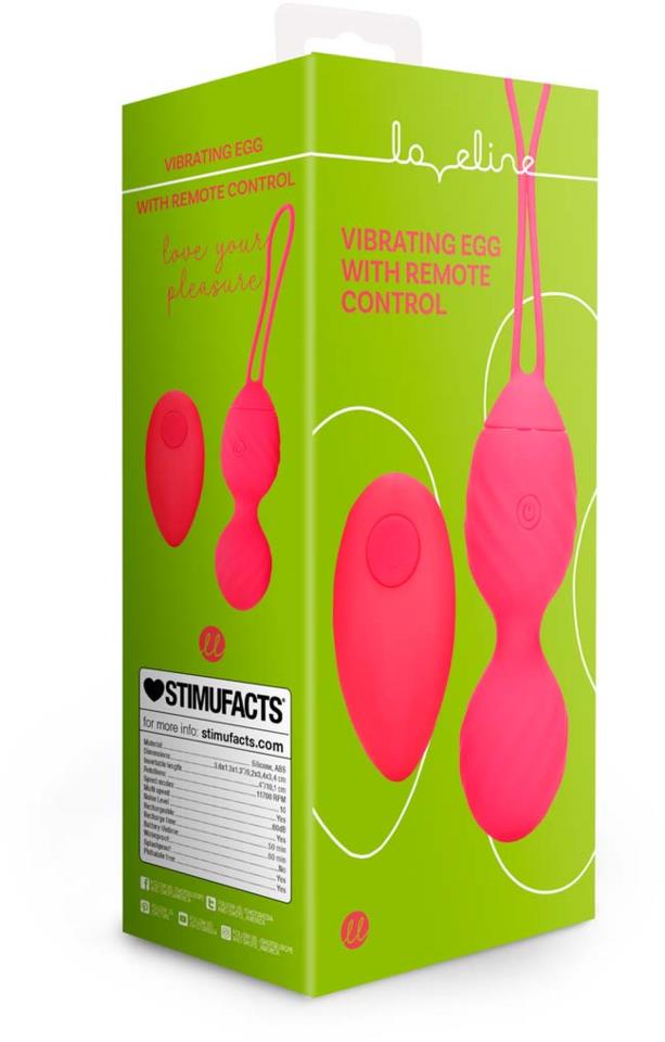 Loveline Vibrating Egg with Remote Control - Strawberry Red