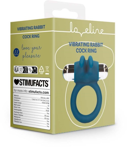 Loveline Vibrating Rabbit Cock Ring - Baltic Blue
