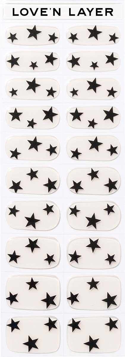 Black star stickers on a white strip, labeled 'LOVE'N LAYER'.