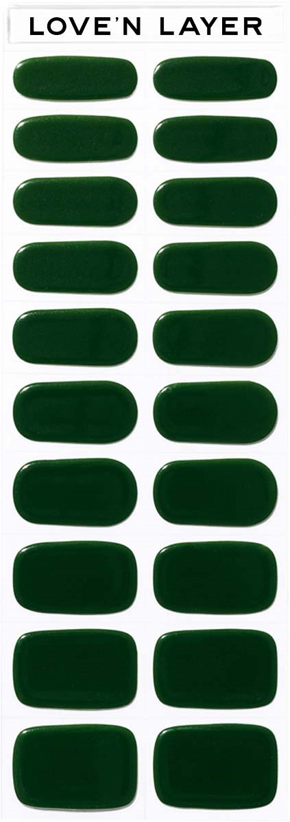 A sticker sheet labeled "LOVE'N LAYER" with 20 dark green oval-shaped stickers arranged in two columns.