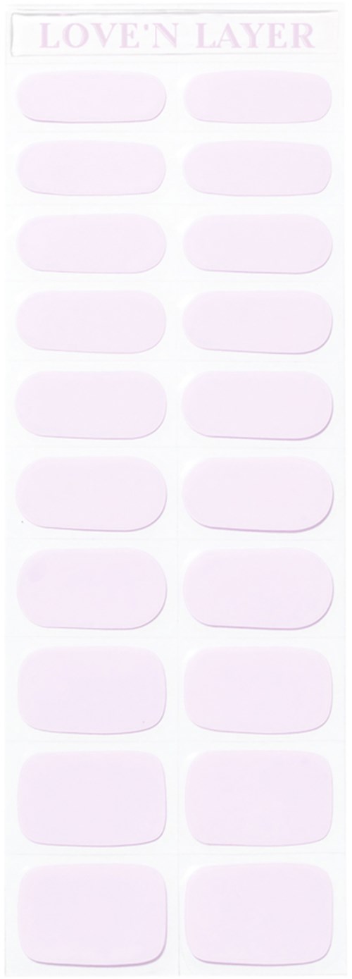 Ett ark med klistermärken med titeln "Love 'N Layer" med rosa, konturerade, rundade ovaletiketter för dekoration eller organisering.