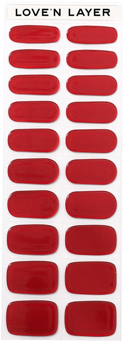 Red oval stickers arranged in a single column, labeled 'LOVE'N LAYER' at the top.
