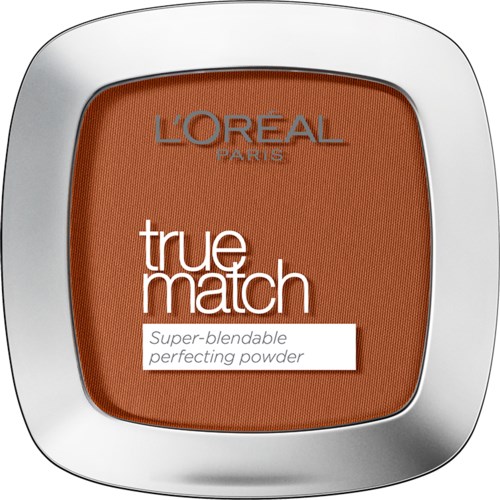 Poskipunasävyinen meikkipakkaus, jossa on hopeakansi, merkinnällä "L'Oreal Paris" ja "True Match."