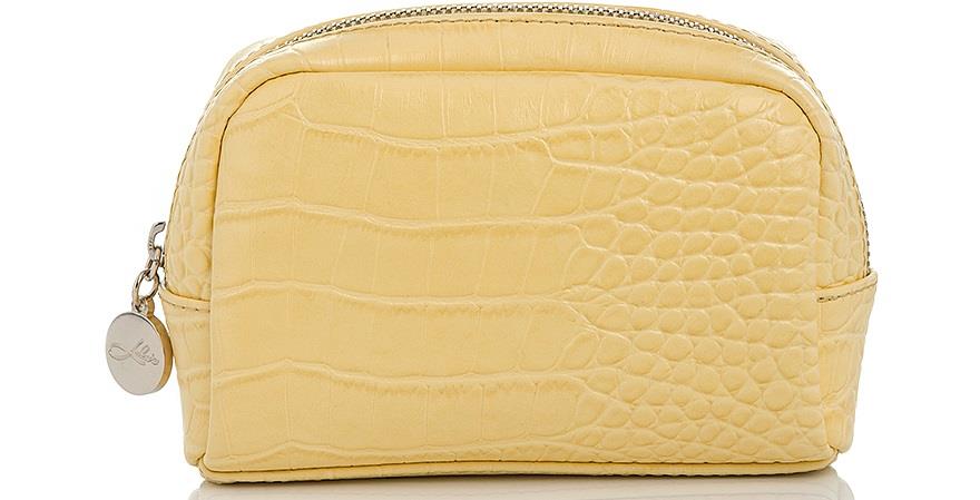 Lulus Accessories Beauty Cosmetic Bag Mini Yellow Croco