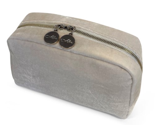 LULU'S ACCESSORIES Velvet Cosmetic Bag Beige