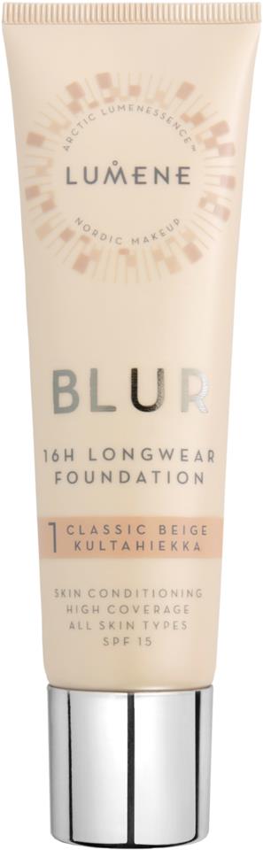 Lumene Blur 16h Longwear Foundation SPF15 1 Classic Beige