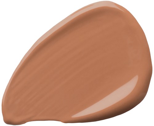 Ett brunt, kurvat droppformigt föremål med en glansig yta.