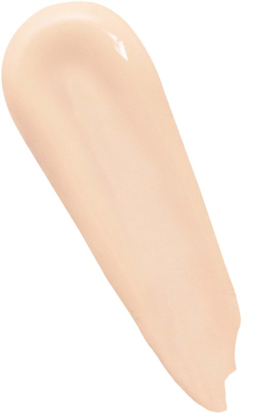 Vaalean beige öljy tai kerma valkoisella taustalla, muodoltaan pisara tai pitkänomainen tippo.