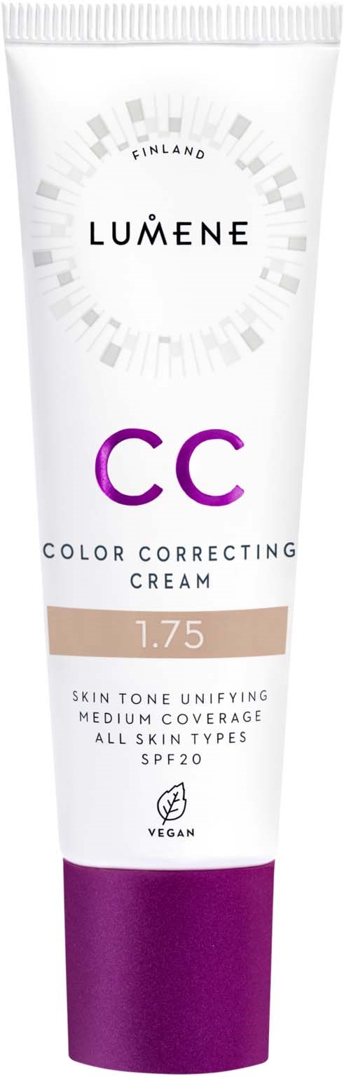 LUMENE CC-kräm tube med SPF 20, dekker alle hudtyper, lys tone, vegansk.