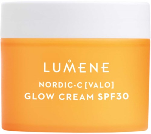 LUMENE Nordic-C Valo Glow Cream med SPF30 i ett orange glas.