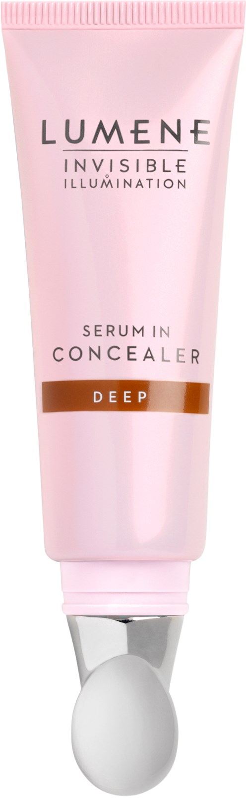 Rötliche Tube von Lumene Invisible Illumination Concealer mit weißer Applikatorspitze.