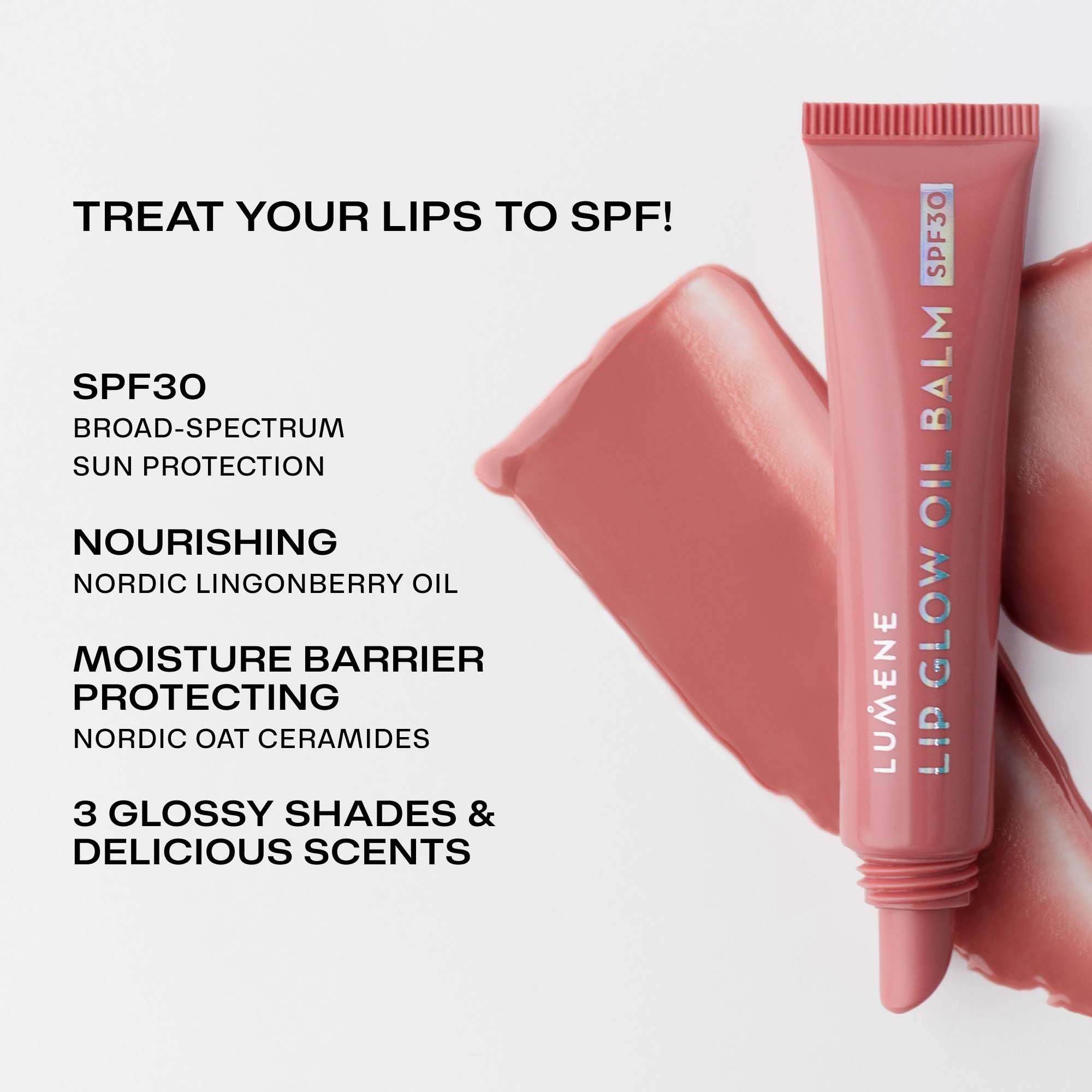 Lumene Lip Glow Oil Balm SPF30 1 Fudge (obrázok 5)