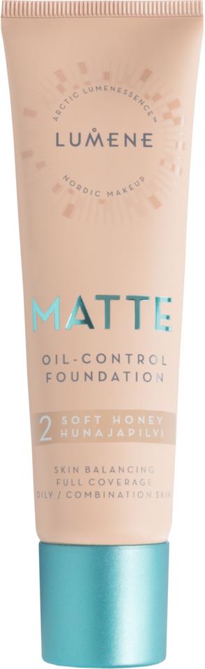 Lumene Matte Oil-Control Foundation 2 Soft Honey