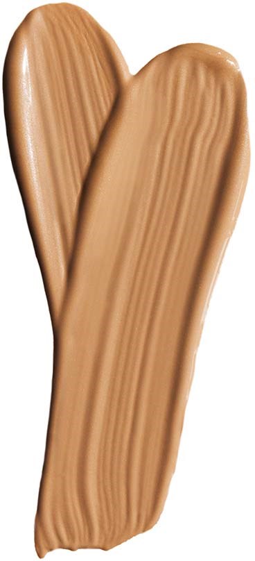 Ein Klecks beigenfarbener Make-up oder Foundation in V-Form.