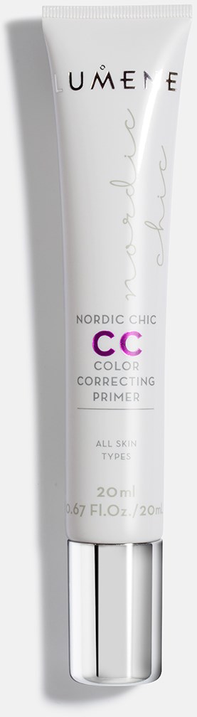 Vit tub med UMEE Nordic Chic CC färgkorrigerande primer för alla hudtyper, 20 ml.