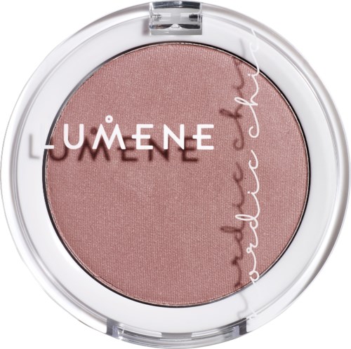 En rosa rouge compact med varumärket Lumene och texten 'soft color' på ytan.