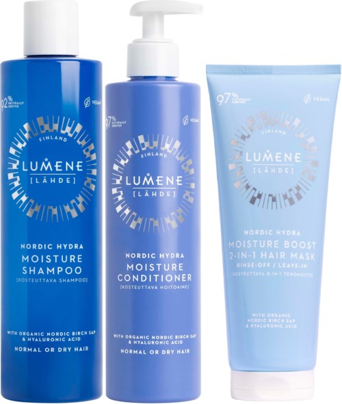 Lumene Nordic Hydra Moisture Bundle Shampoo 300 ml & Conditioner 290 ml & Hair Mask 200 ml