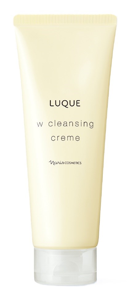 Biała tubka z kremem do oczyszczania, z białą nakrętką, oznaczona 'LUQUE w cleansing creme' od Mario Cosmetics.