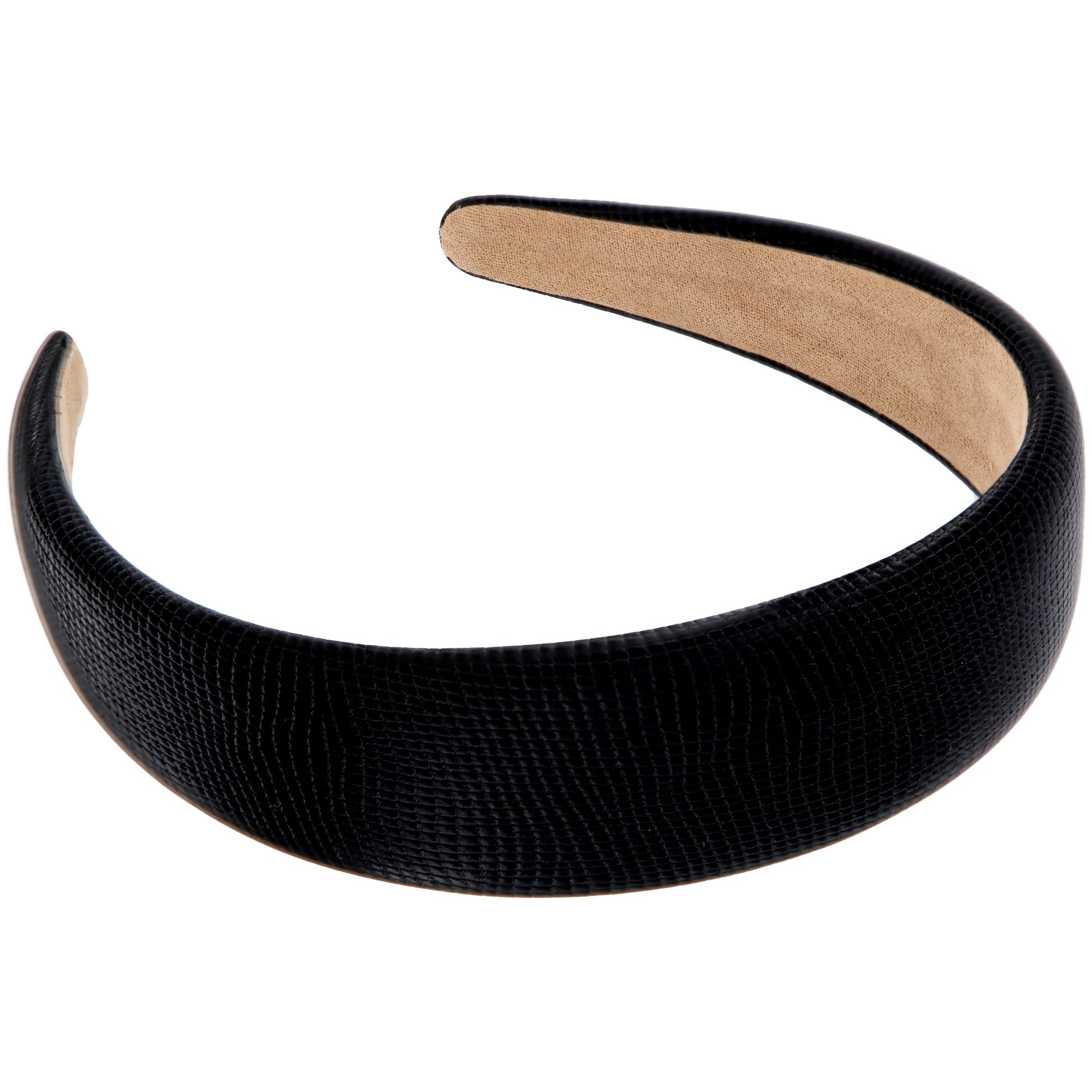 By Lyko Wide Leather Headband W/Structure Black