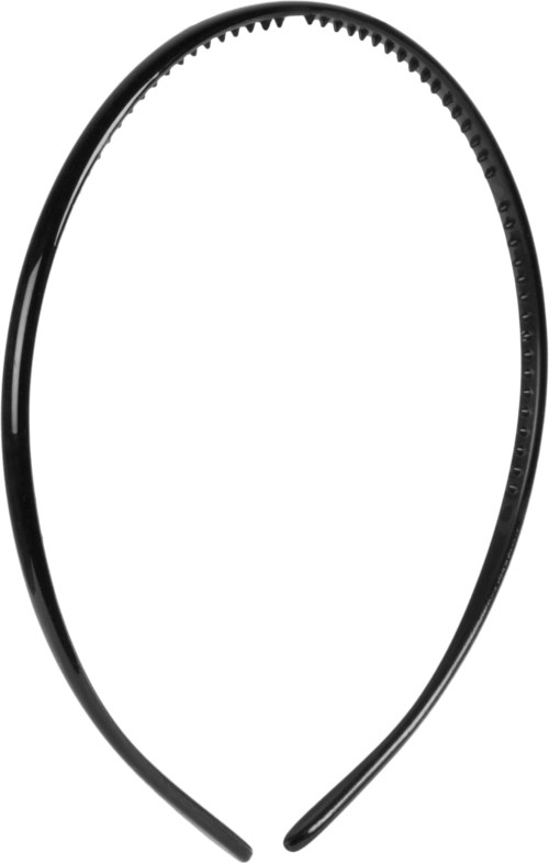 En svart, kurvad hårband med små knottrar på insidan. Den är formad som en cirkel och ser lätt ut.