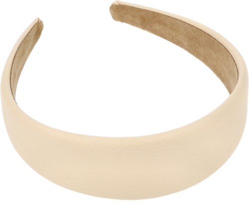 En beige hodebånd med åpen, buet design og flat innside.