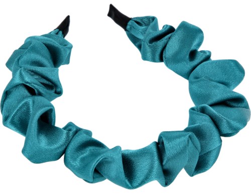 Teal-satiininen hiusdonitsi, jossa mustat päät, vaikuttaa pehmeältä ja kiiltävältä.