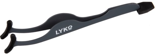Työkalun, jossa on kaarevat kädet ja koukut, merkinnällä 'LYKO', käytetään ihon karvojen poistoon.