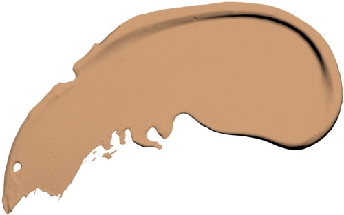 En beige flytande makeup eller foundation utbredd i en kurvad form med en mörkare kant. Inga andra element finns.