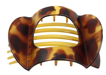 Haarclip met schildpadpatroon en metalen tanden voor het vastzetten van haar.