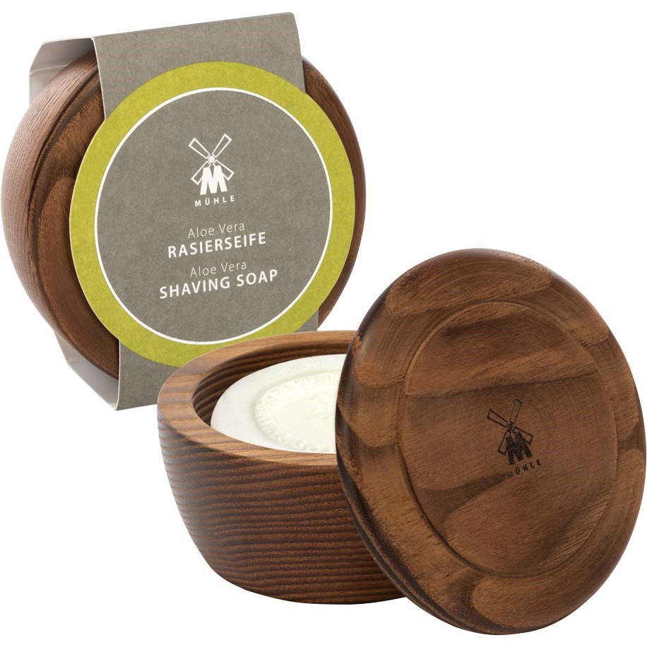 Läs mer om Mühle Aloe Vera Wooden Bowl with Shaving Soap 65 g