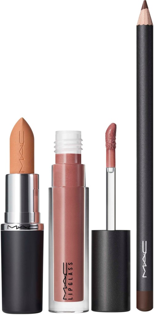 Verzameling make-up producten, inclusief lippenstift, lipgloss, lippenpotlood en vloeibare lippenstift.