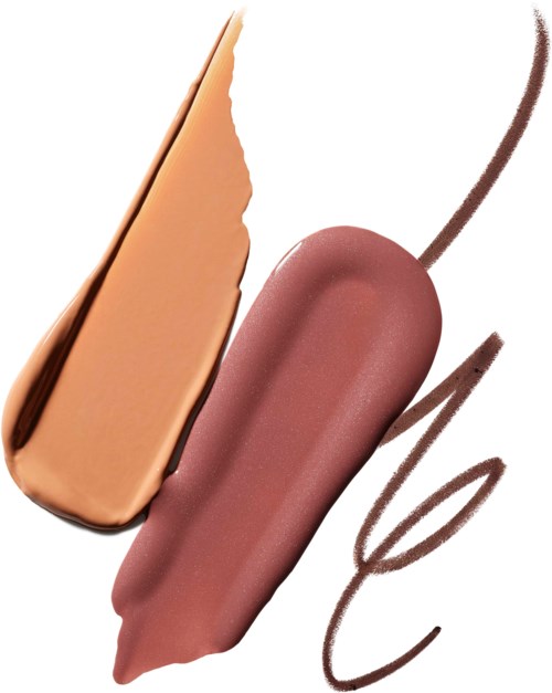 Twee ijsjes, een met een beige coating en een met een roze tint, met chocoladetrekken.