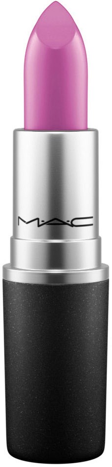 Ett rosa läppstift i en silver- och svart tub med MAC-loggan.