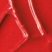 Red glossy liquid underscores smooth, flowing shapes with shiny, reflective surface and bright highlights.