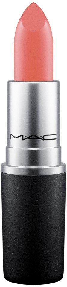 Ett ljusrosa läppstift i ett silver- och svart rör med MAC-loggan.