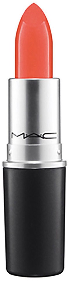 A pink lipstick in a silver and black case. The lipstick is raised, showing the color clearly.