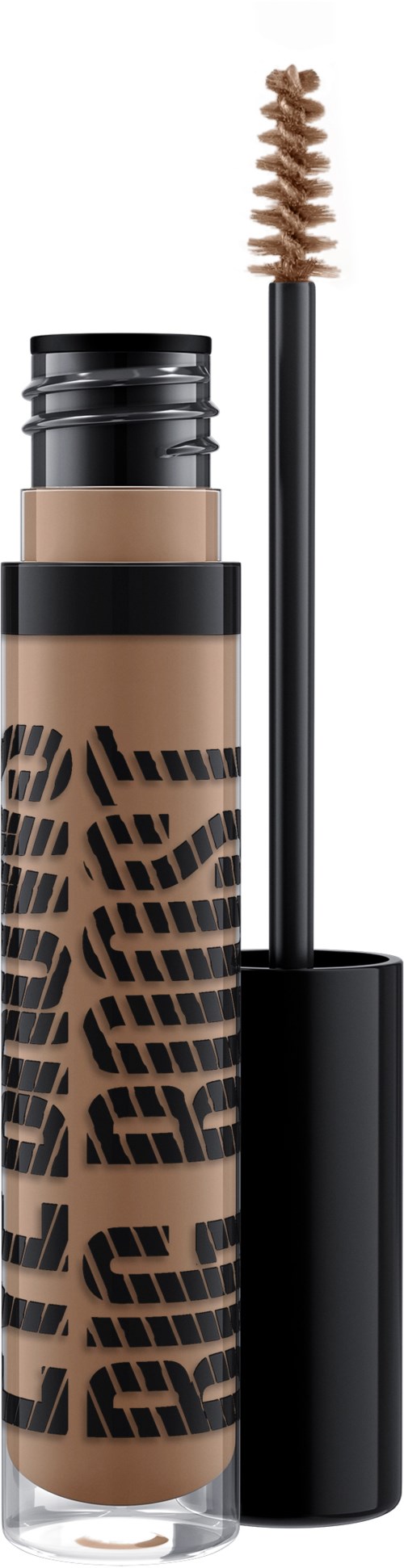 A tube of liquid makeup with a brush applicator and animal print design on the container.