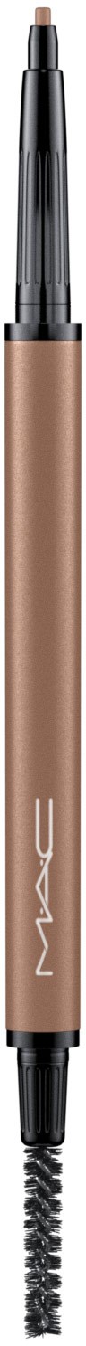A dual-ended makeup pencil with a brow pencil on one side and a spoolie brush on the other.