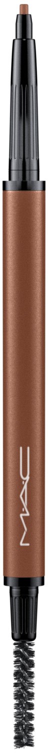 A brown eyebrow pencil with a brush on one end and a pencil tip on the other.