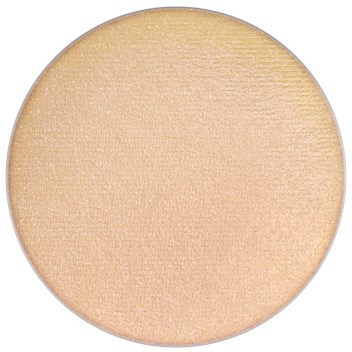 Eine runde, hellbeige Make-up-Puder mit glatter, schimmernder Oberfläche.